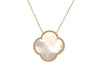 Carved White Mother of Pearl & CZ Quatrefoil Necklaces - Assorted Sizes