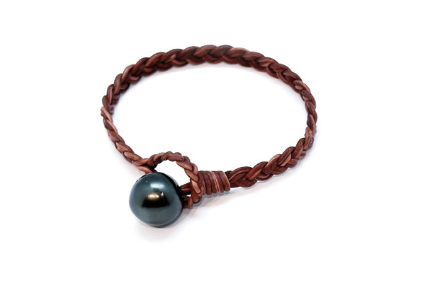 Large Tahitian Cultured Pearl Leather Bracelets