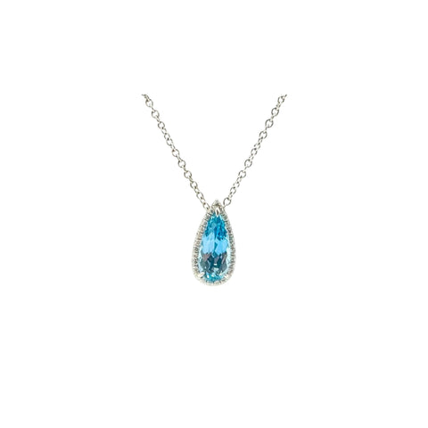 Fine Aquamarine & Diamond Pendant Necklace