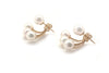 Cultured Pearl Three Pearl Earring Jacket & Studs - Assorted Gold Colors