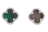 Mother of Pearl & CZ Quatrefoil Stud Earrings - Assorted Metal & Mother of Pearl Colors