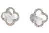 Mother of Pearl & CZ Quatrefoil Stud Earrings - Assorted Metal & Mother of Pearl Colors