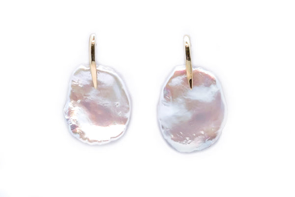 Large Freshwater Cultured Petal Pearl Wire Earring