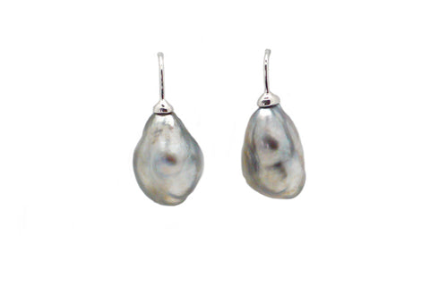 Tahitian Keshi Pearl Wire Earrings