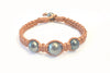 Natural Leather Tahitian Cultured Pearl Macramé Bracelet