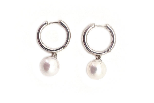 South Sea Cultured Pearl Hoop Dangle Earrings