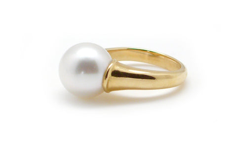 South Sea Cultured Pearl Horn Ring - Assorted Metal Colors